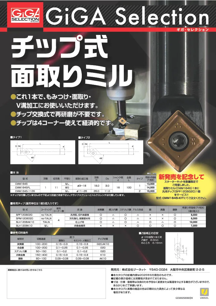 チップ式面取りミル